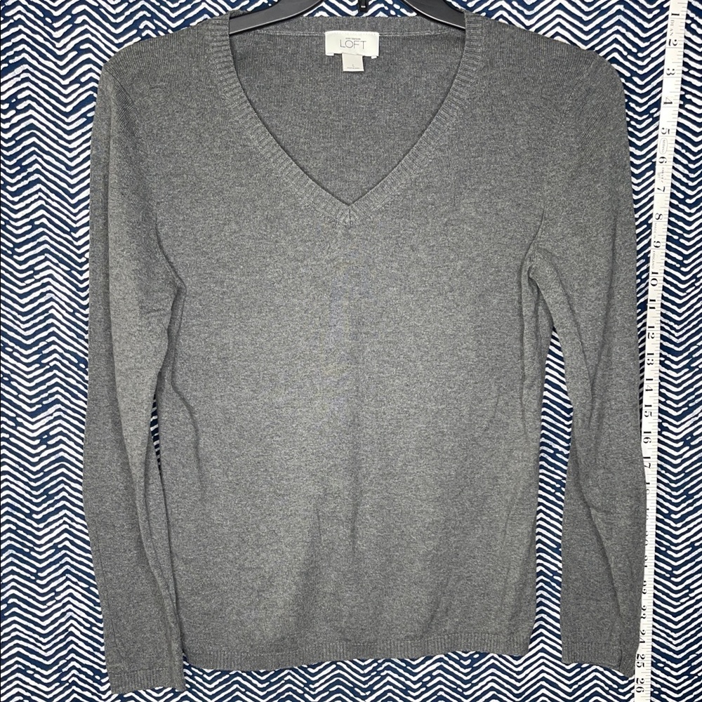 LOFT Charcoal V-Neck Sweater